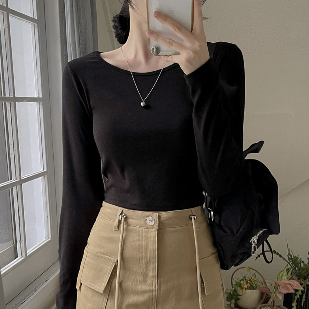 ZLLKL Manufacturer's white Korean version, solid color velvet top, warm bottoming shirt for 2025 trade in season, women's autumn and winter with long sleeves