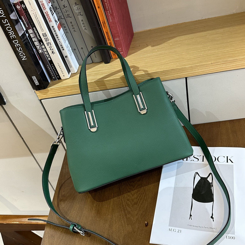 Popular trade leather women's bags, new versatile first-layer cowhide Princess Diana bags, fashion bags, portable messenger bags 9829