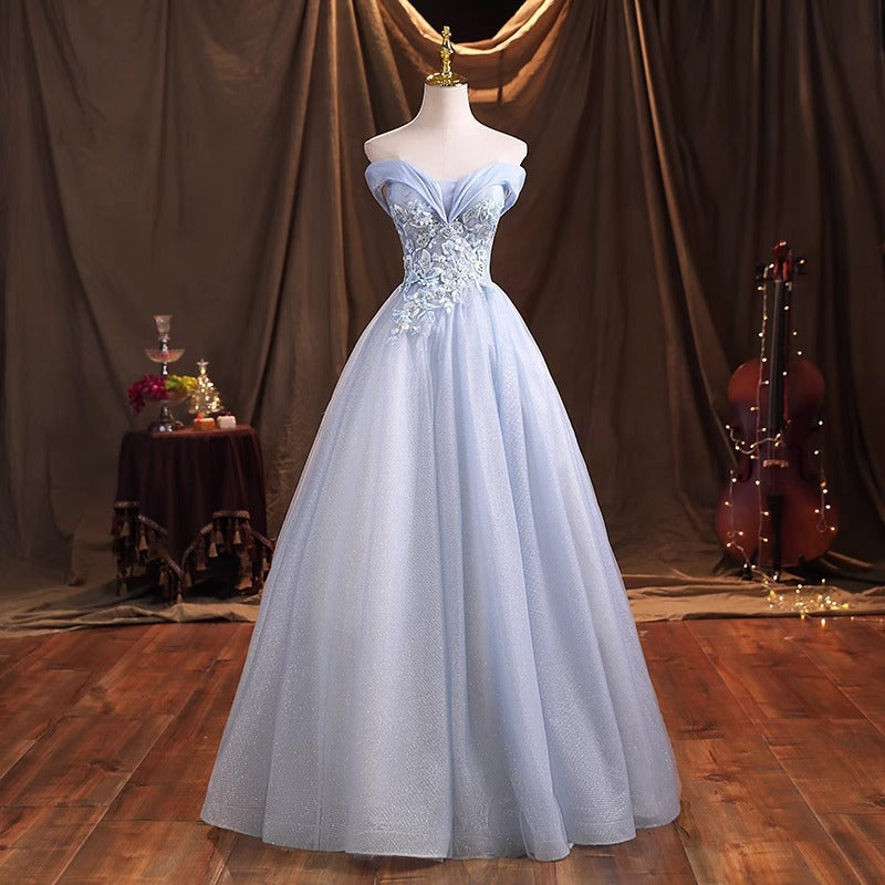2025 evening dresses new one-word shoulder annual meeting trend vocal art test temperament fluffy gauze skirt dress