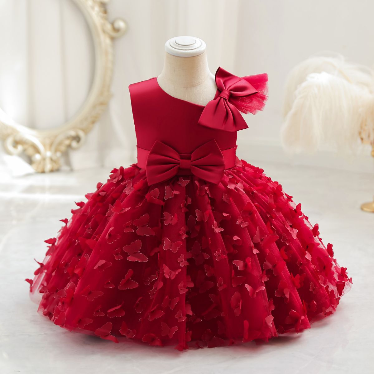 ZllKl Girls' New Princess Mesh Embroidered Children's Dress Children Puff Mesh Birthday Full-Year Formal Dress Wholesale