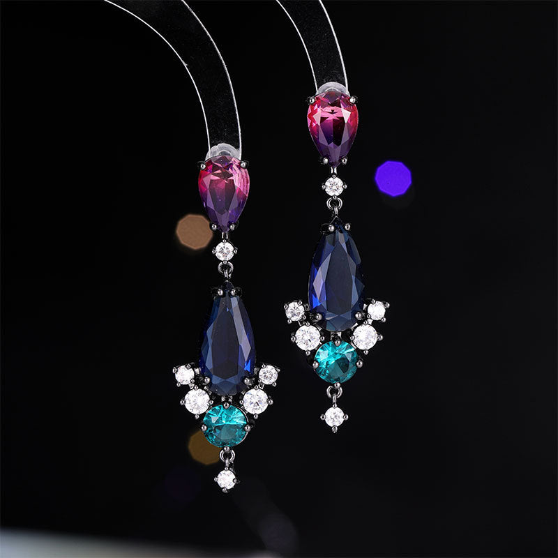2025 Light luxury high-end design earrings, water drop-shaped zircon inlaid with simple celebrity temperament fashion S925 silver needle earrings