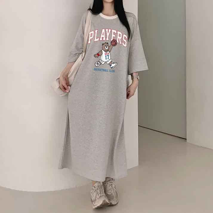ZllKl 2025Manufacturer pure cotton T-shirt dress women's popular summer new loose casual printing lazy skirt medium and long straight