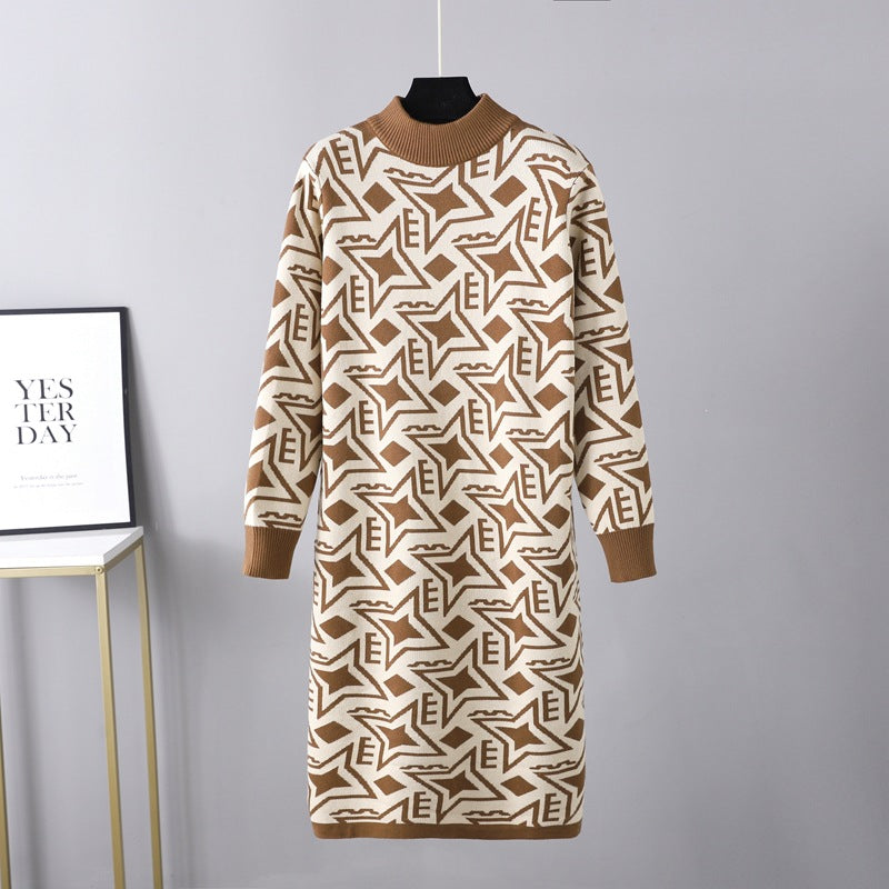 ZllKl European Station New autumn and winter new models with coat temperament base knitted dress women's fashion sweater skirt