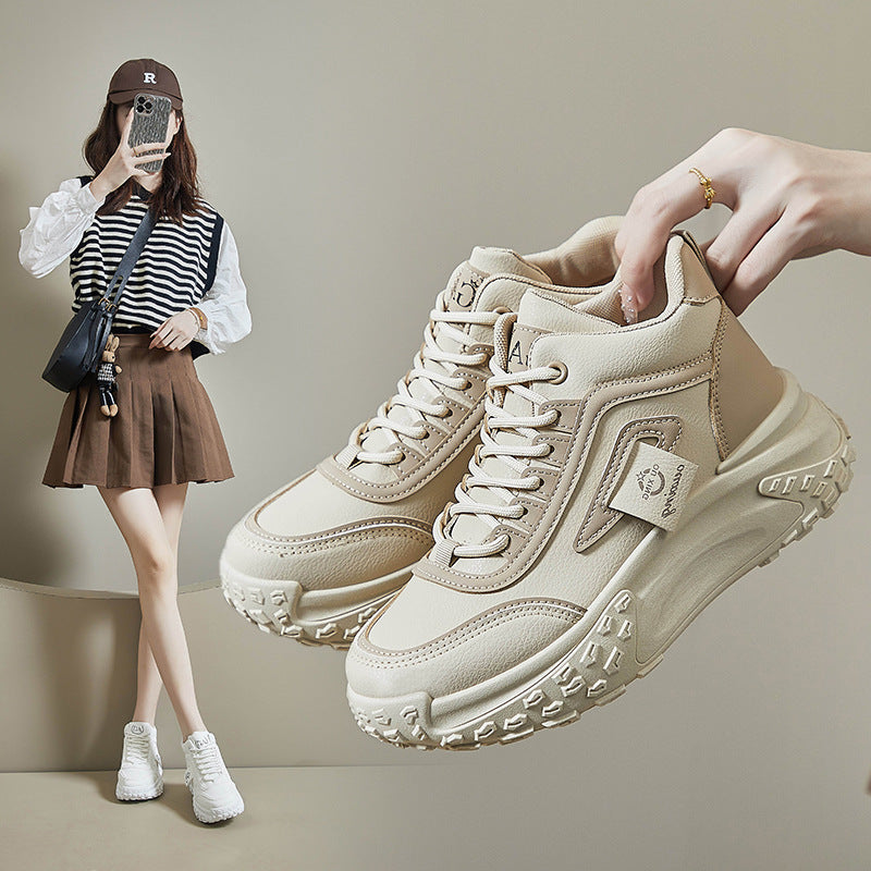 2025 ins Korean version of thick-soled high-top dad shoes spring new student running sneakers heightening casual Q036