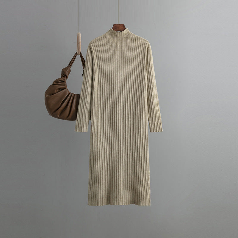 ZllKl Knitted primer dress women's inner New new autumn and winter semi-turtleneck medium and long temperament sweater long skirt over the knee