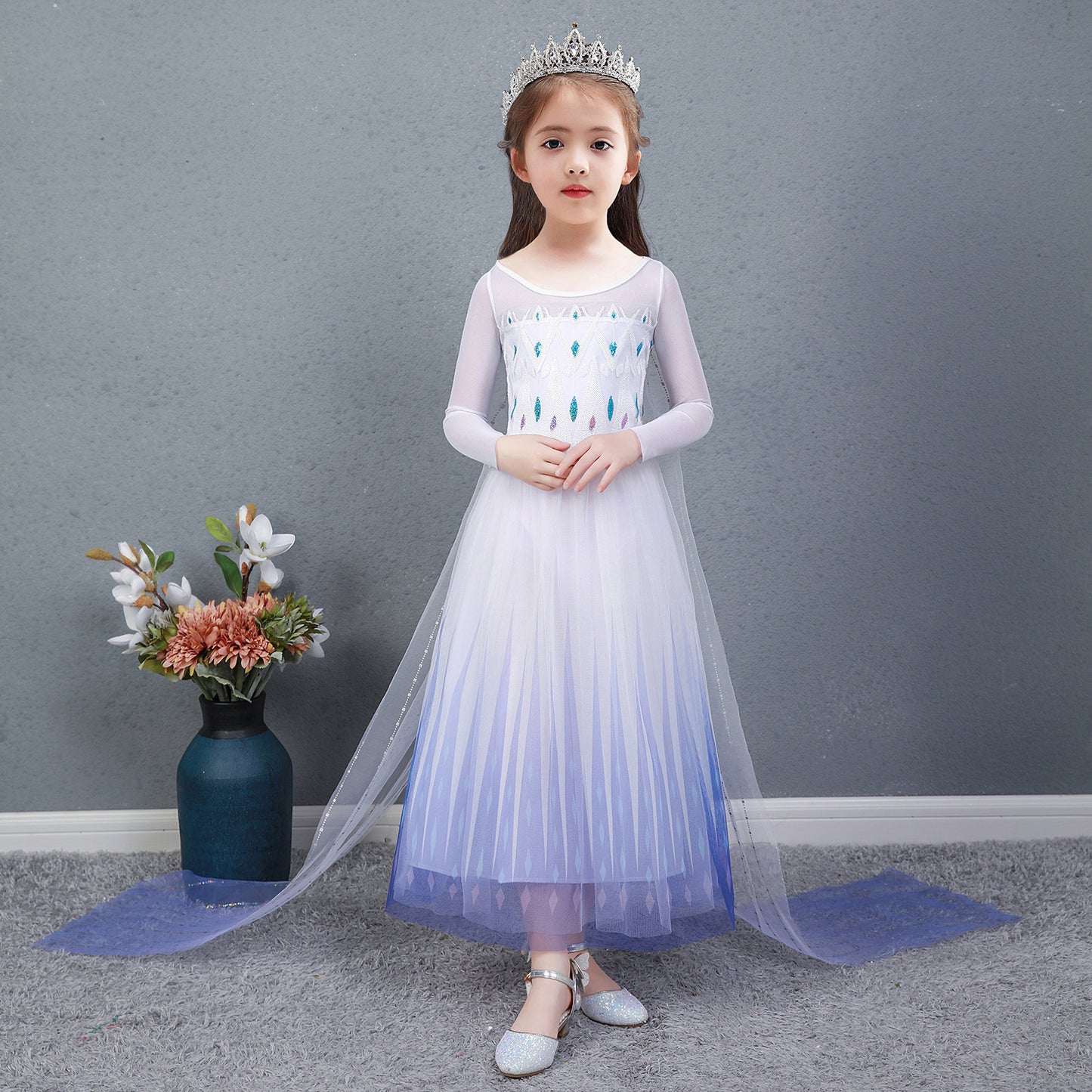 ZllKl Frozen 2 Princess Elsa Dress Girl Aisha's Dress Summer Kids' Skirt Clothes Aisha