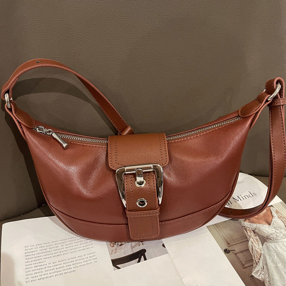 Women's bag retro single shoulder armpit bag new leather messenger bag live broadcast New first-layer calfskin dumpling bag 859