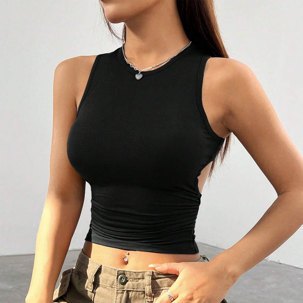 Cross-border sexy women's clothing independent station popular spring and summer solid color tight short sleeveless vest top