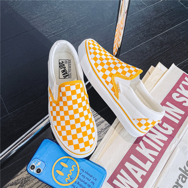 ZllKl Canvas Shoes for Women Men Spring and Autumn New Slip-on Lazy Shoes for Students Casual Flat Skateboard Shoes Korean Couples Shoes