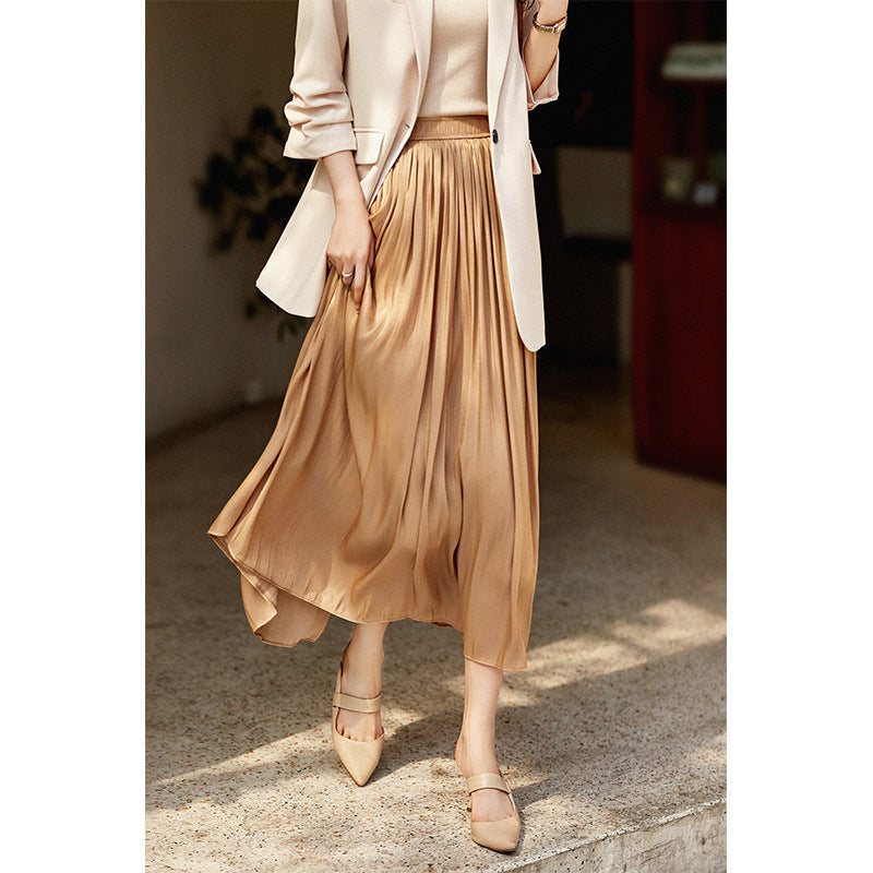 2025 Beauty! Milk pearlescent fairy fluttering skirt summer new women's clothing fashion pendant medium and long skirt