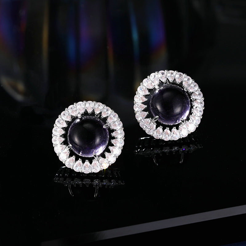 2025 S925 Silver Needle Temperament Earrings New Retro High-end National Style Earrings Advanced Sense New Chinese Exquisite Round Earrings
