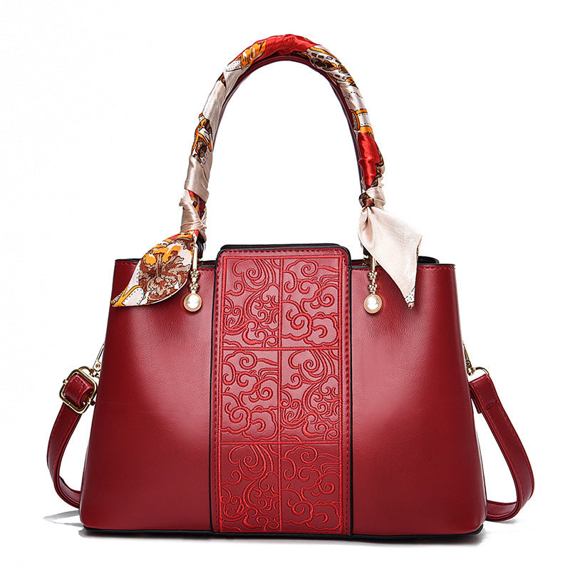 ZllKl Red Wedding Bag Women's New High-Grade Mom Bag Chinese Style Bridal Bags Wedding Mother-in-Law Handbag