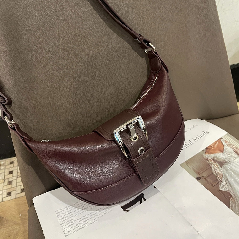 Women's bag retro single shoulder armpit bag new leather messenger bag live broadcast New first-layer calfskin dumpling bag 859