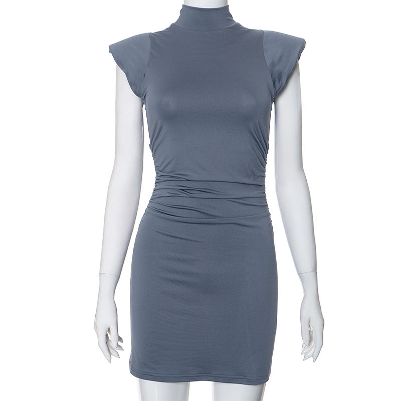 2025 D24DS036 New women's clothing summer new street Spice Girls solid color sleeveless waist-wrapped hip short dress