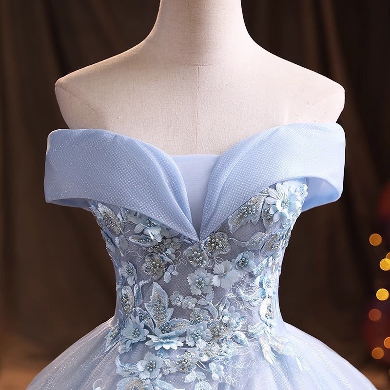 2025 evening dresses new one-word shoulder annual meeting trend vocal art test temperament fluffy gauze skirt dress