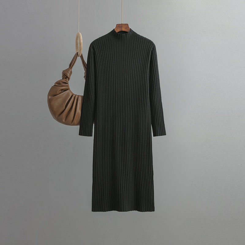 ZllKl Knitted primer dress women's inner New new autumn and winter semi-turtleneck medium and long temperament sweater long skirt over the knee