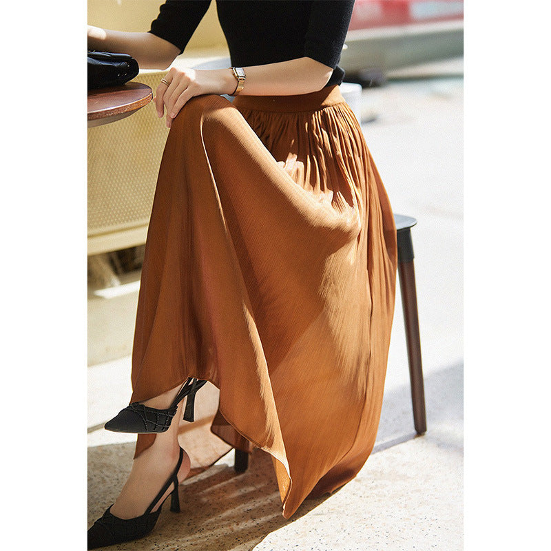 2025 Beauty! Milk pearlescent fairy fluttering skirt summer new women's clothing fashion pendant medium and long skirt