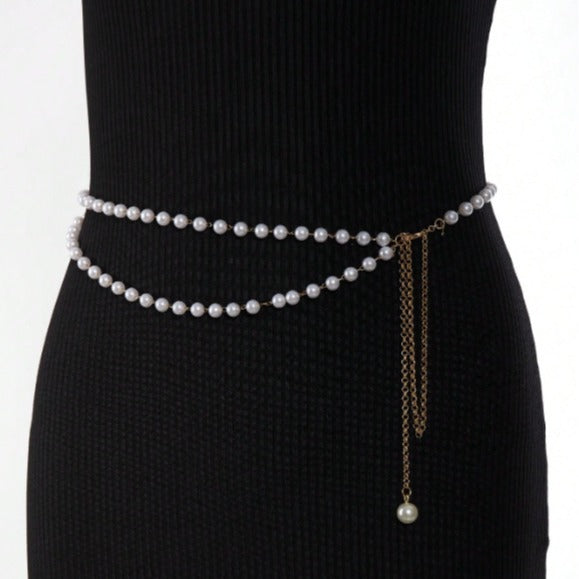 3463 2025 new hot-selling Waistchain pearl pendant multi-layer wavy tassel waist chain waist jewelry body chain