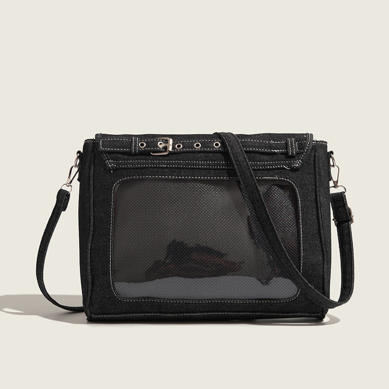ZLLKL 2025 transparent pain bag women's popular new large-capacity denim small square bag two-dimensional single shoulder messenger baby bag