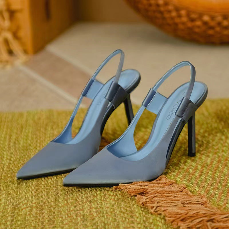 ZllKl Fairy High Heels Women's New Pointed Toe Stiletto Heel Muller Shoes Casual Outdoor Closed Toe Sandals Fashionable Microfiber