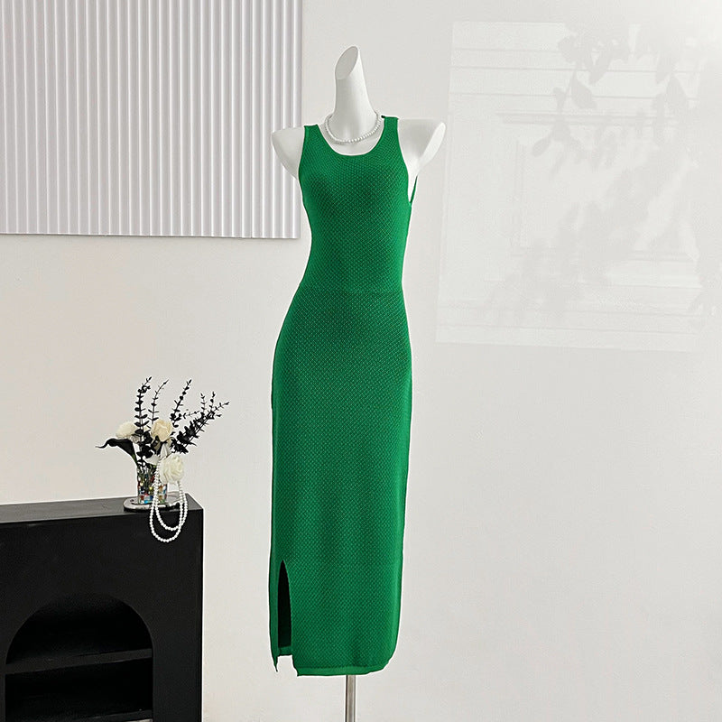 ZllKl 2025 women's clothing New summer new fashionable and sexy round neck slim-fit halter waist and hip dress