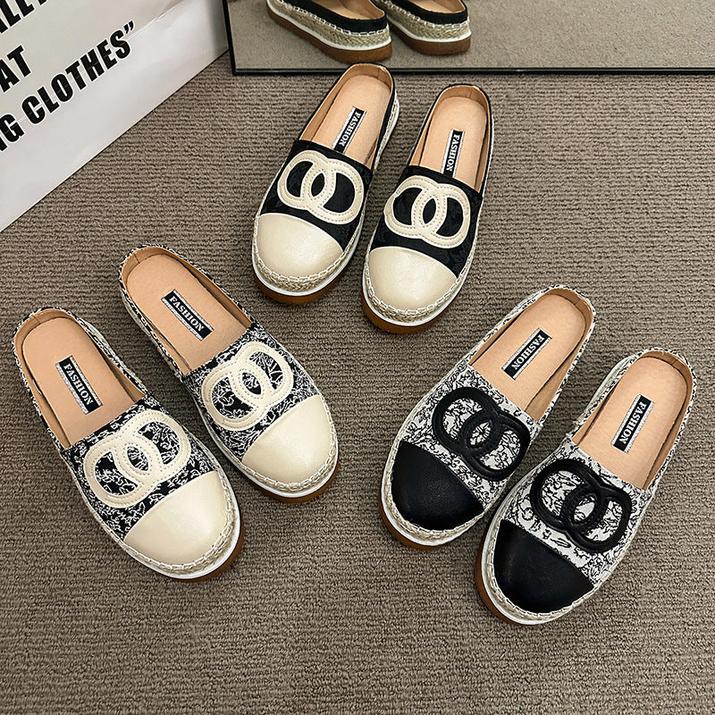 ZllKl Fisherman Shoes Women's Summer Korean Style Versatile Flat Toe Box Cloth Shoes Women's Outer Wear Flat Internet-Famous Slip-on Shoes Tide