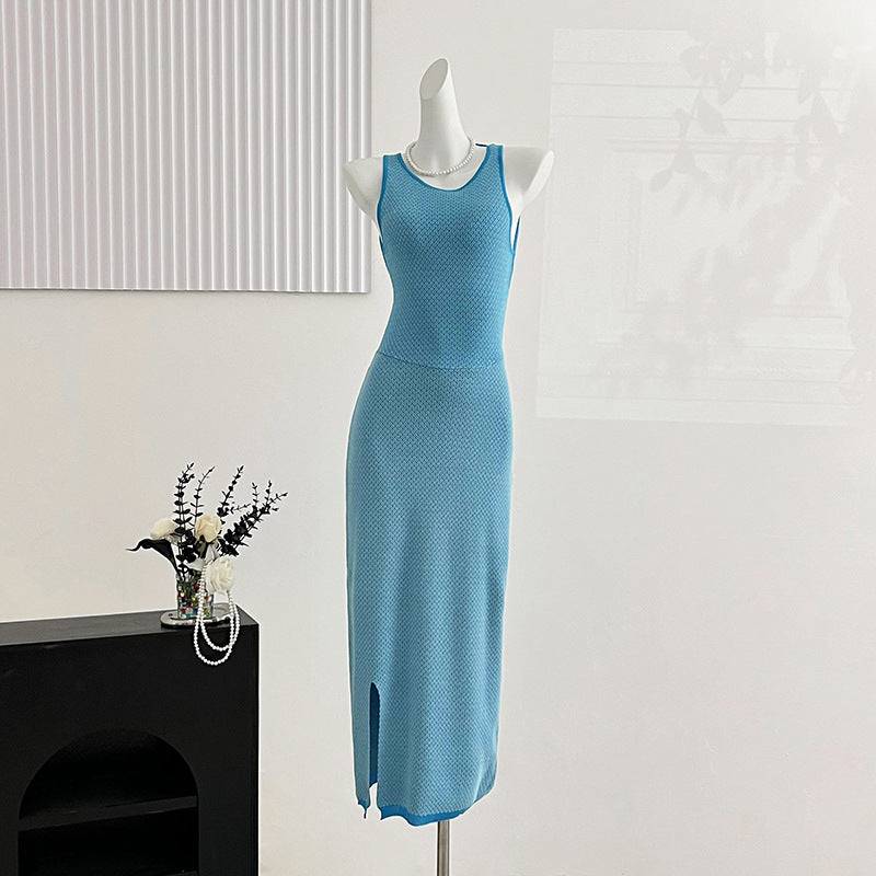 ZllKl 2025 women's clothing New summer new fashionable and sexy round neck slim-fit halter waist and hip dress