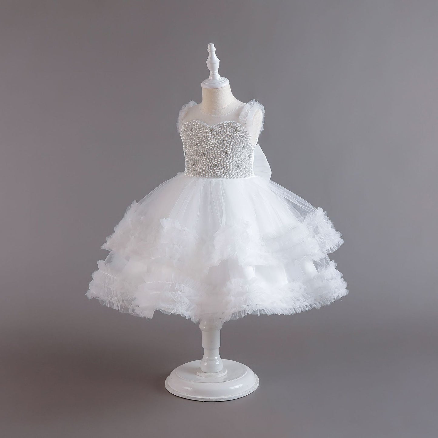 ZllKl High-End Girls Evening Dress Summer Performance Host Dress Flower Girl Dress Children Princess Dress One Year Old Celebration Dress