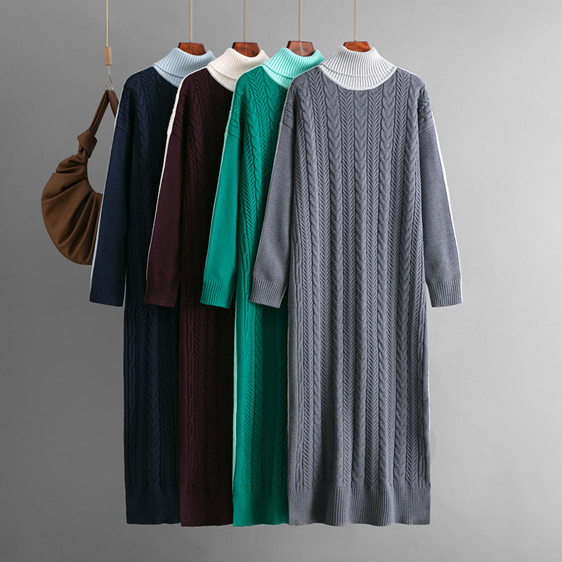 ZllKl women's clothing customization, long sweater women's autumn and winter New new loose thickened twist knitted dress