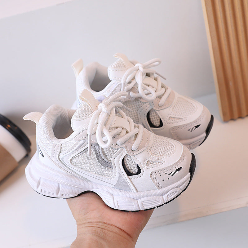 ZllKl Children's Shoes Thick Bottom Mesh Elevator Dad Shoes Trendy All-Match Spring and Autumn Breathable Casual Sports Boys Girls' Shoes