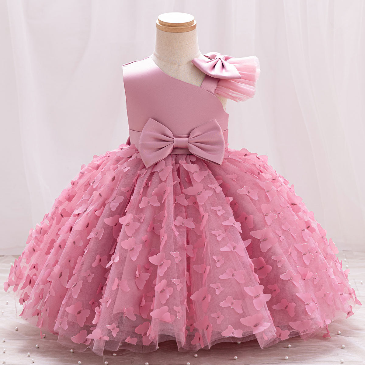 ZllKl Girls' New Princess Mesh Embroidered Children's Dress Children Puff Mesh Birthday Full-Year Formal Dress Wholesale