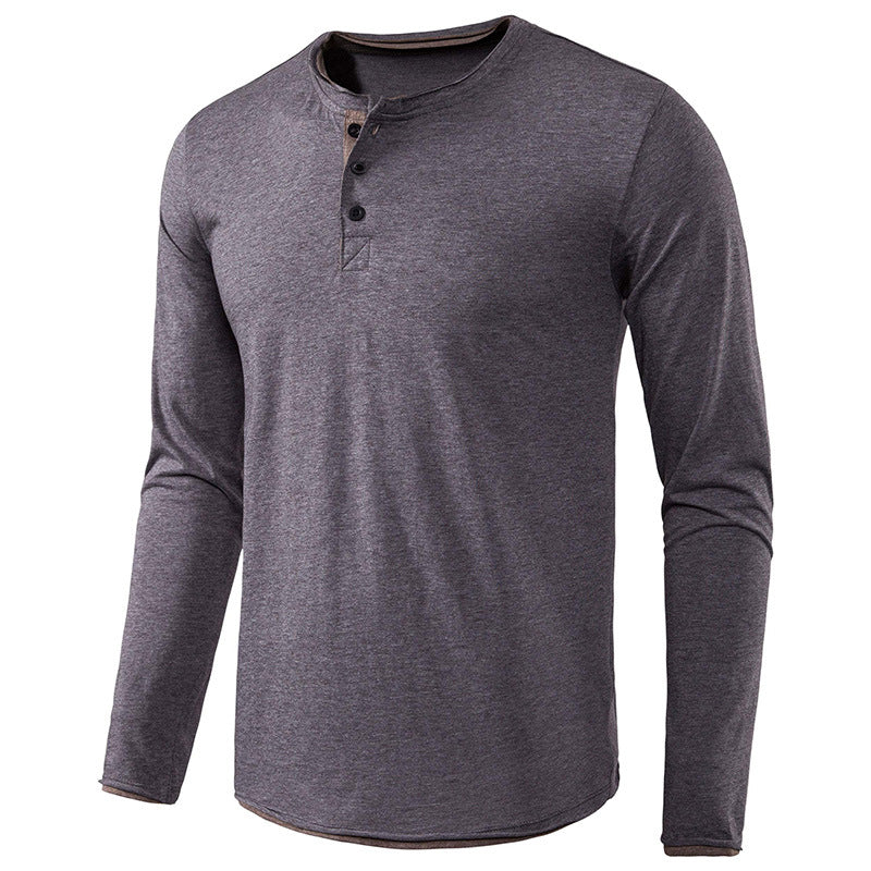 ZLLKL 2025 Hot trade men's long-sleeved men's clothes, autumn t-shirt men's t-shirt solid color Henry clothing customization