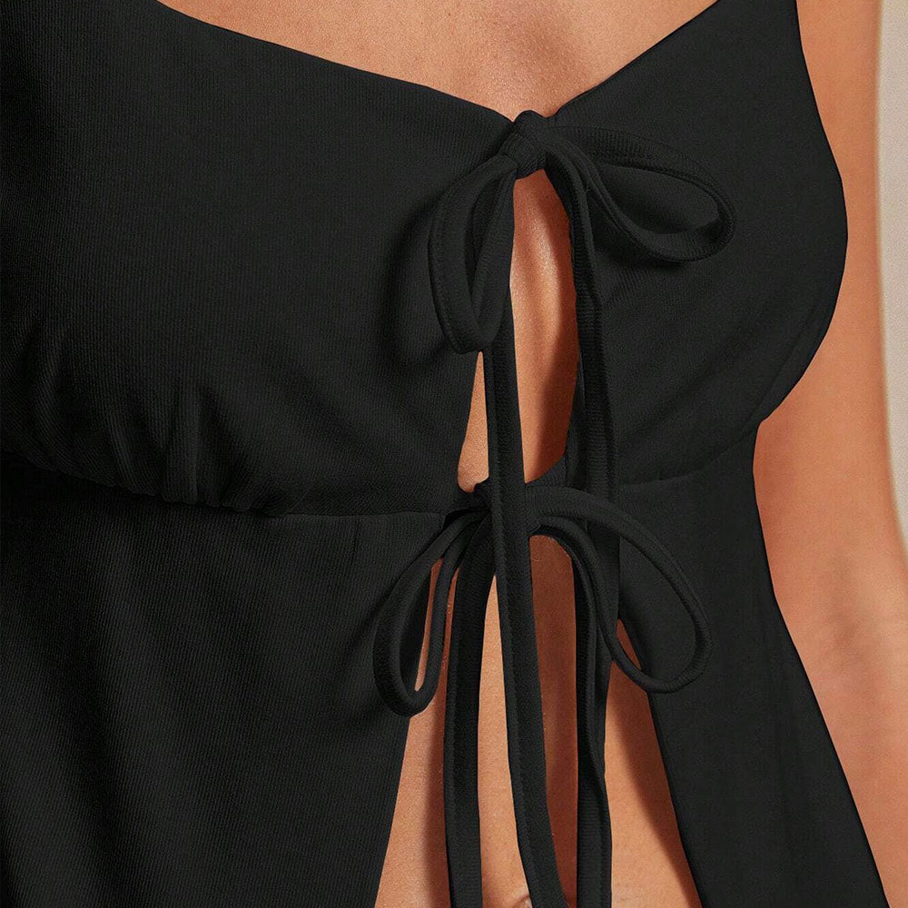 spring and summer new New women's clothing sexy intellectual style vest lace-up cardigan design top