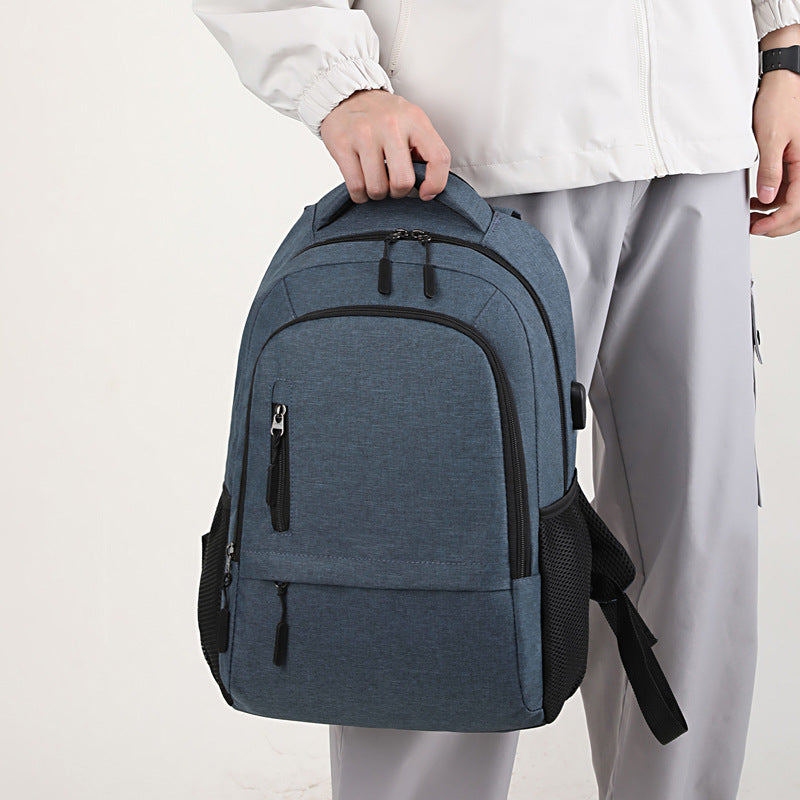 Backpack Men's Cross-Border Backpack Simple Fashion Student Schoolbag Backpack Computer Bag New Printed Logo