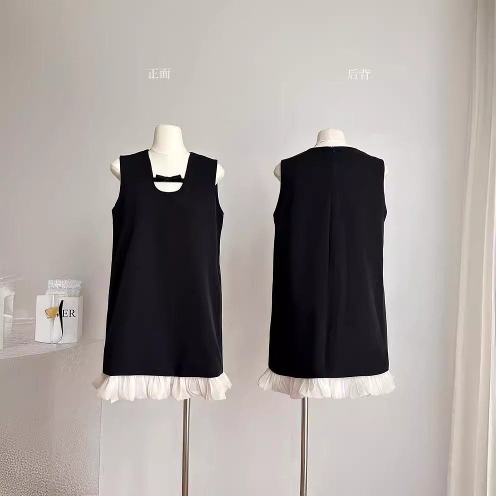ZllKl Guangzhou Thirteen Lines Female Miao Series Black Dress Twill Suiting Stitching Design Butterfly Black Dress M124