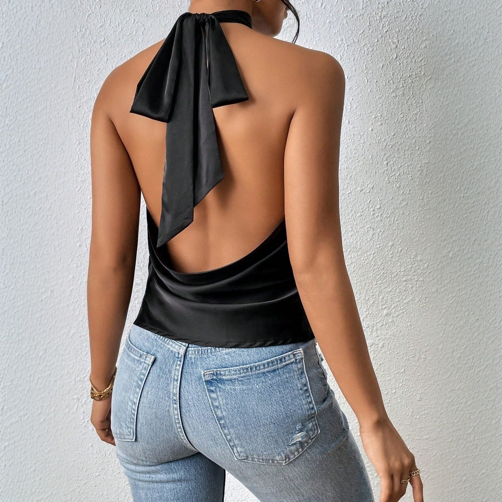 Popular New Hot Sale Women's Clothing Sexy Neck Vest Spring and Summer New Backless Design Beauty Back Top