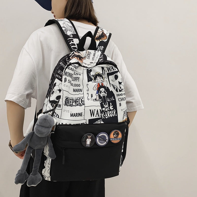 New Schoolbag Men's and Women's Korean Harajuku Ulzzang Backpack Student Junior and Middle School Students Middle School Student Backpack