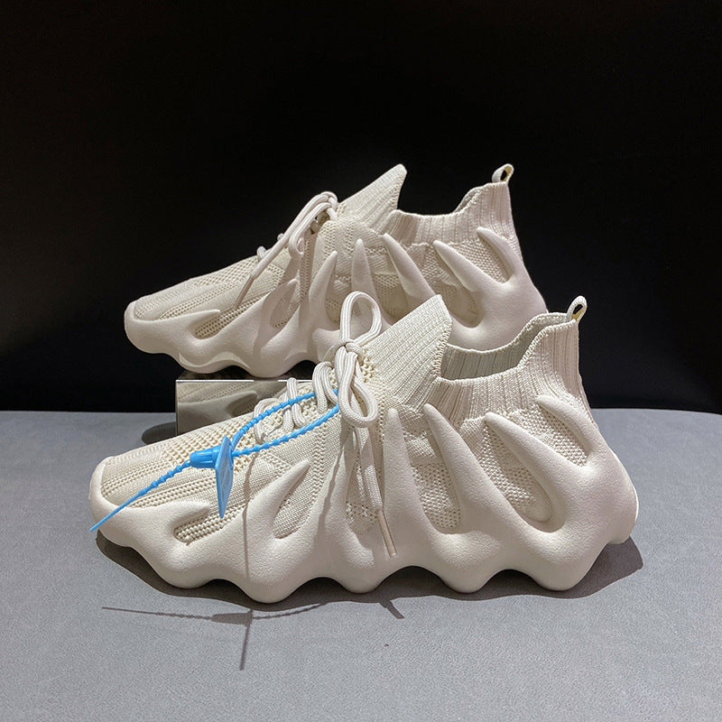 2025 Spring new Korean version of student breathable sports shoes couple socks shoes women's women's running flying knitting 450-7