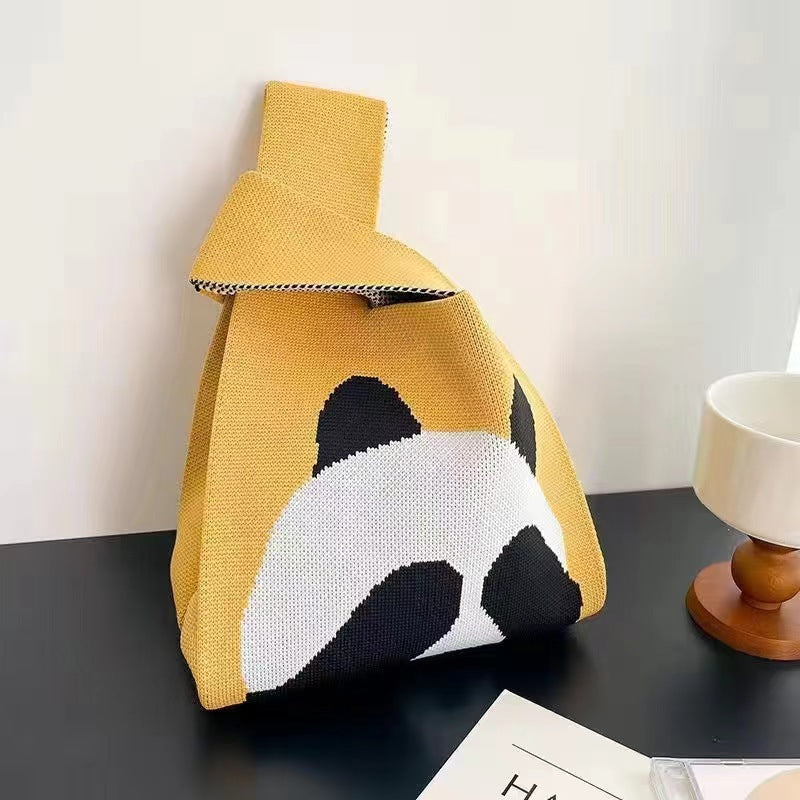 ZllKl Knitted Bag with Hand Gift Bag Handbag Rabbit Hand Bag Ins Large Capacity Gift Bag Small Handbag Wrist