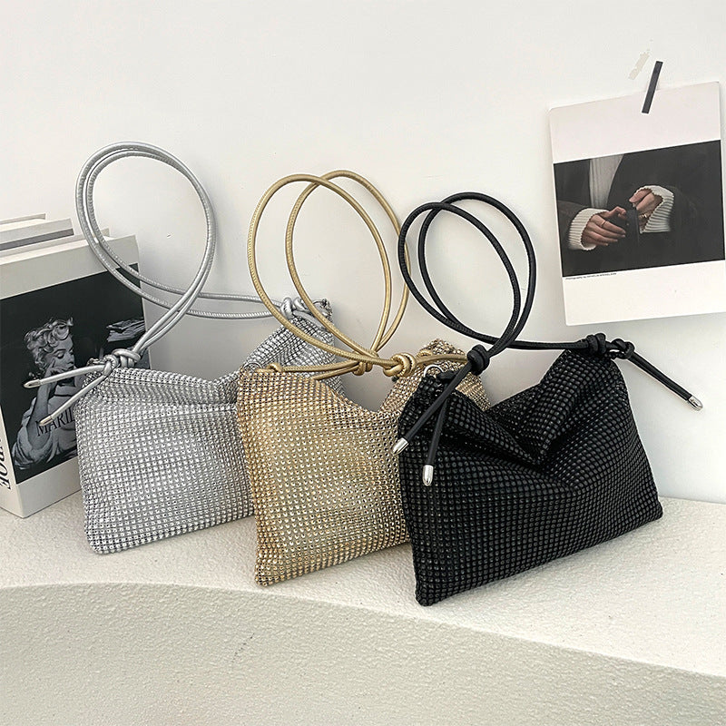 ZllKl Diamond Studded by Hand Crystal Bag Metal Sequins Full Diamond Rhinestone Bag Dumpling Bag Underarm Bag High Sense Rhinestone Bag for Women