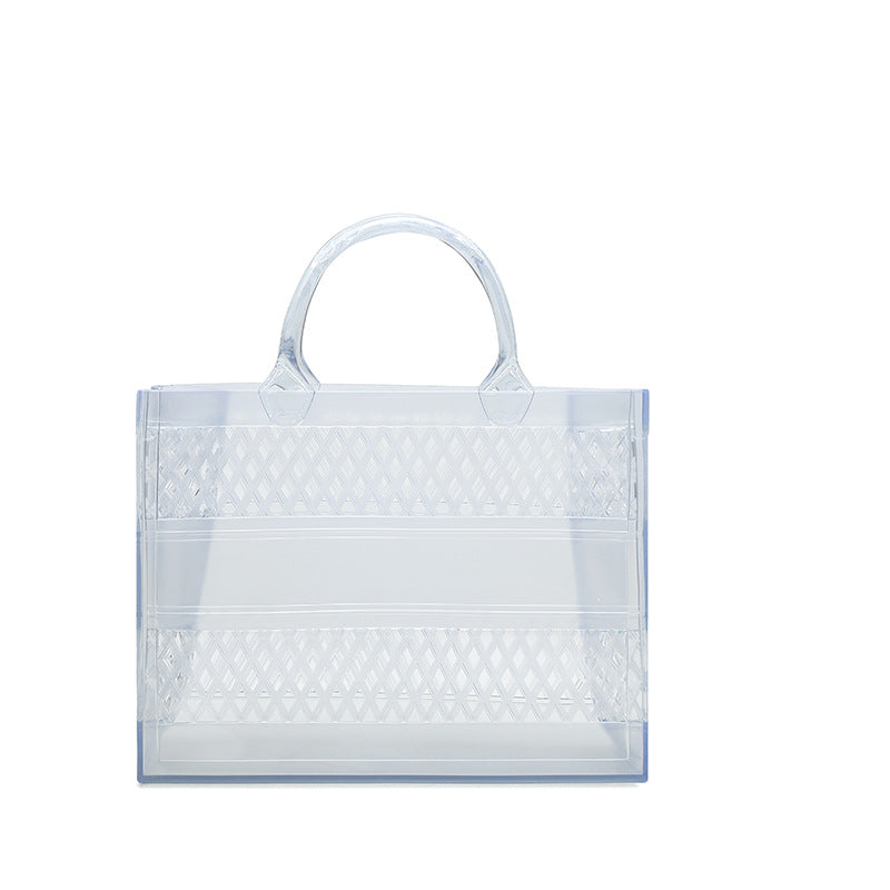 ZLLKL 2025 Trendy PVC Barbie Jelly Bag ins Beach Bag Large Capacity Storage Hollow Beach Bag Shopping Basket Portable Customization