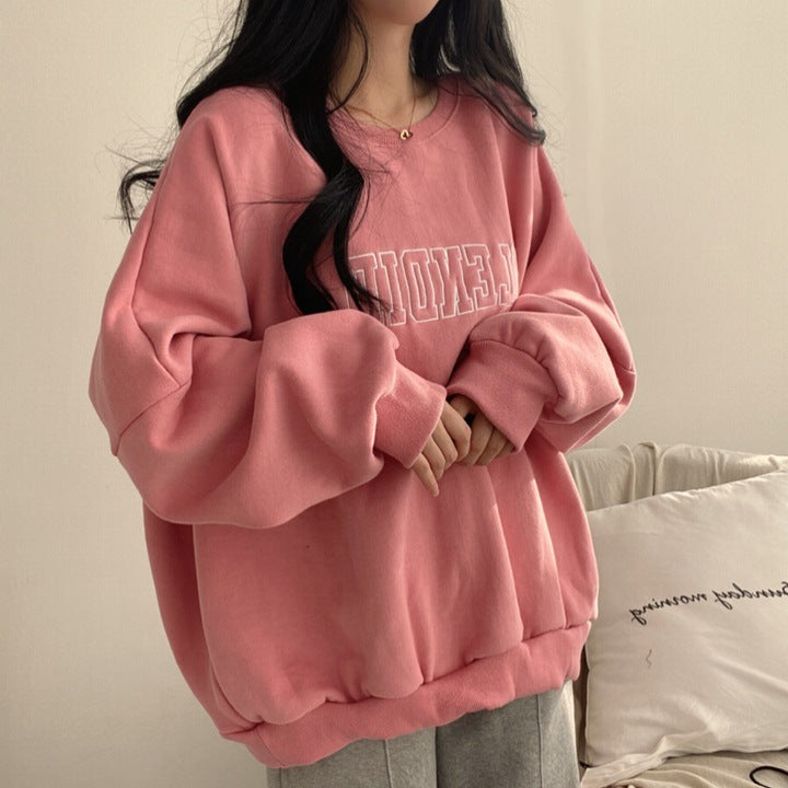 ZLLKL 2025 Fleece cotton thin sweater women's new women's clothing loose spring autumn and winter thickened jacket plus size gray