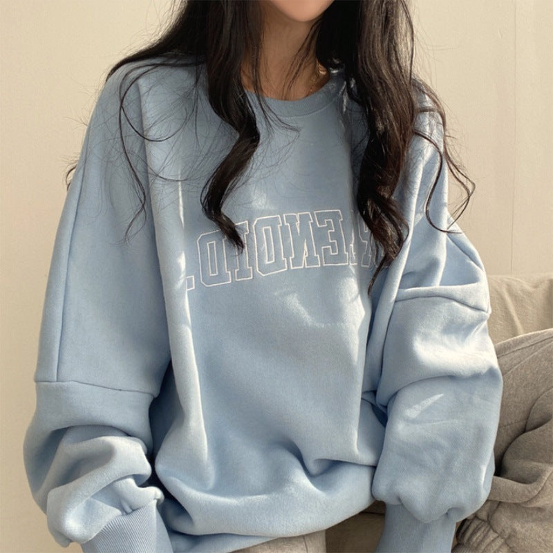 ZLLKL 2025 Fleece cotton thin sweater women's new women's clothing loose spring autumn and winter thickened jacket plus size gray