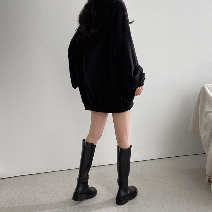 ZLLKL 2025 Zipper sweater women's new women's clothing loose autumn and winter thickened fleece jacket large size top Korea