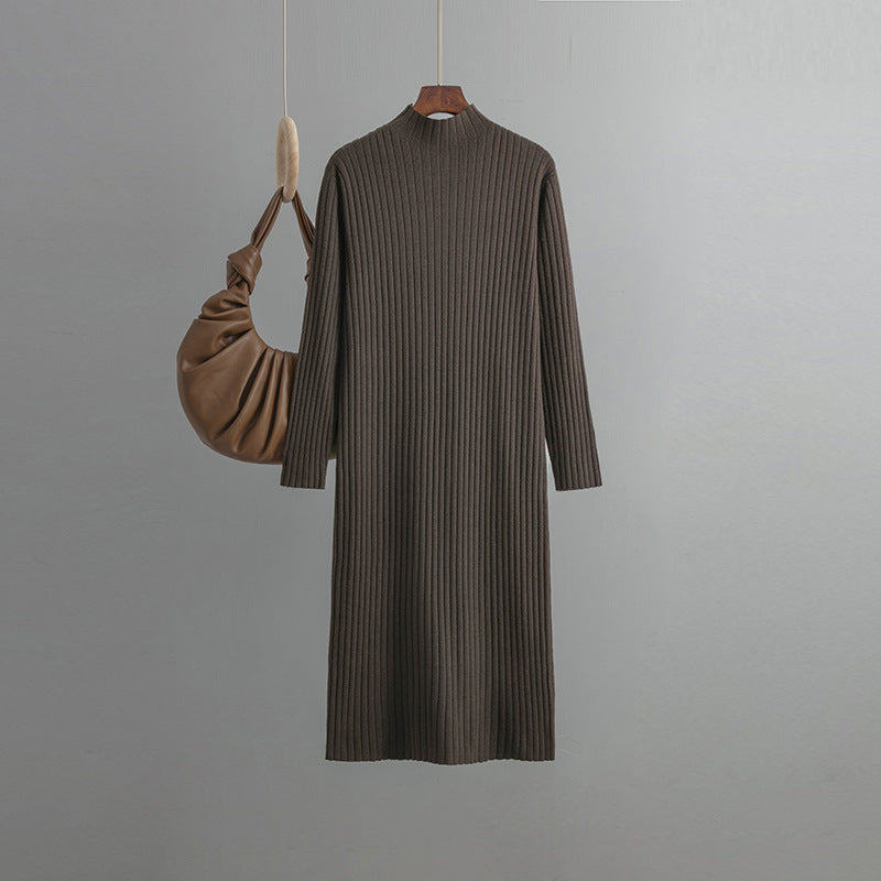 ZllKl Knitted primer dress women's inner New new autumn and winter semi-turtleneck medium and long temperament sweater long skirt over the knee