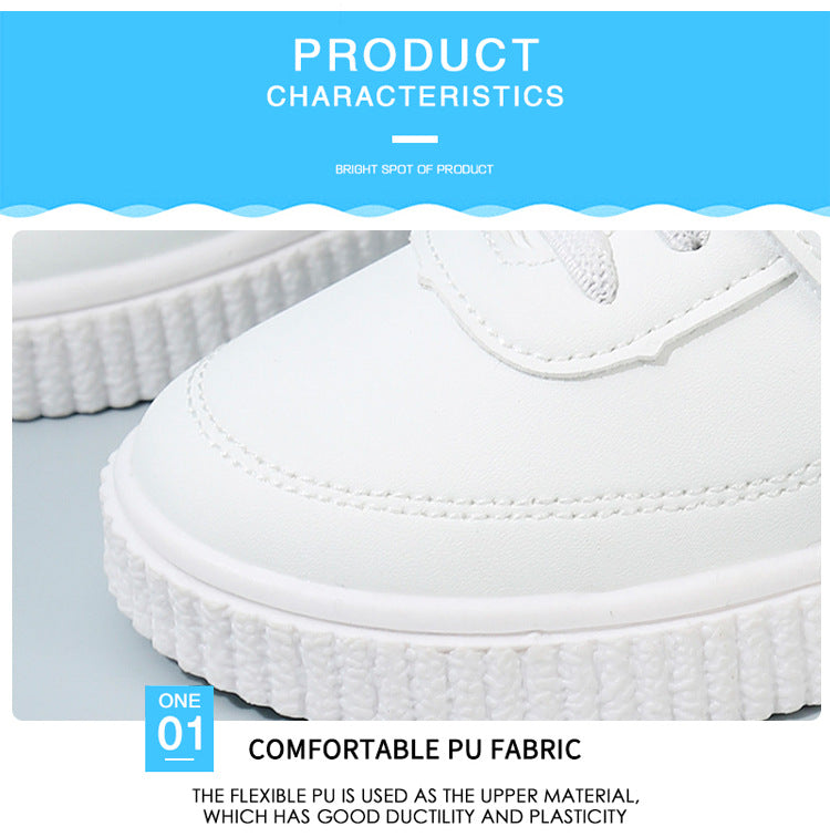 ZllKl Spring and Autumn Single-Layer Shoes Cross-Border White Soft Bottom Toddler Shoes for Children's Shoes Children's Baby Leather Sports White Shoes All Year round