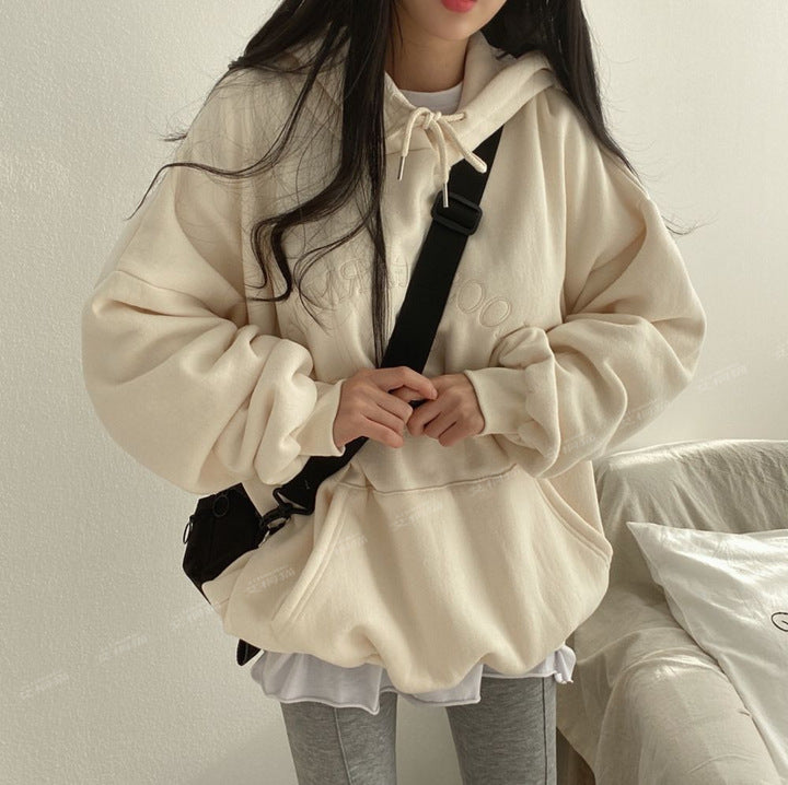 ZLLKL 2025 Hooded sweater women's new loose spring autumn and winter thin thickened fleece jacket large size top Korean version