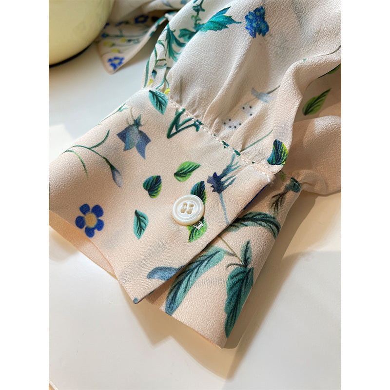 Silk shirt women's spring and summer new design sense chic mulberry silk top wear slim fit high-end shirt