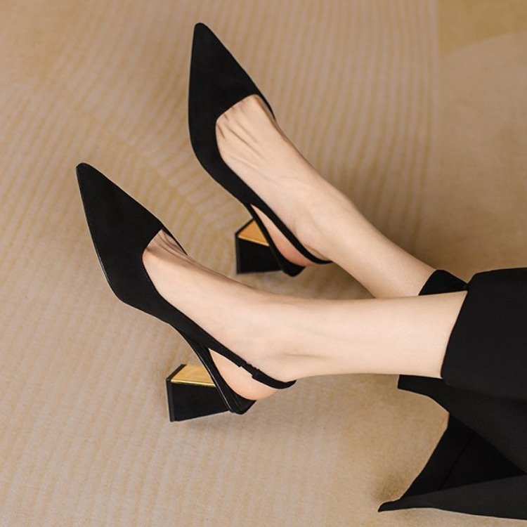 ZllKl Summer New Sexy Peep Toe Chunky Heel Pumps Hollow-out Open Toe Hollowed Sandals Women's High Heels