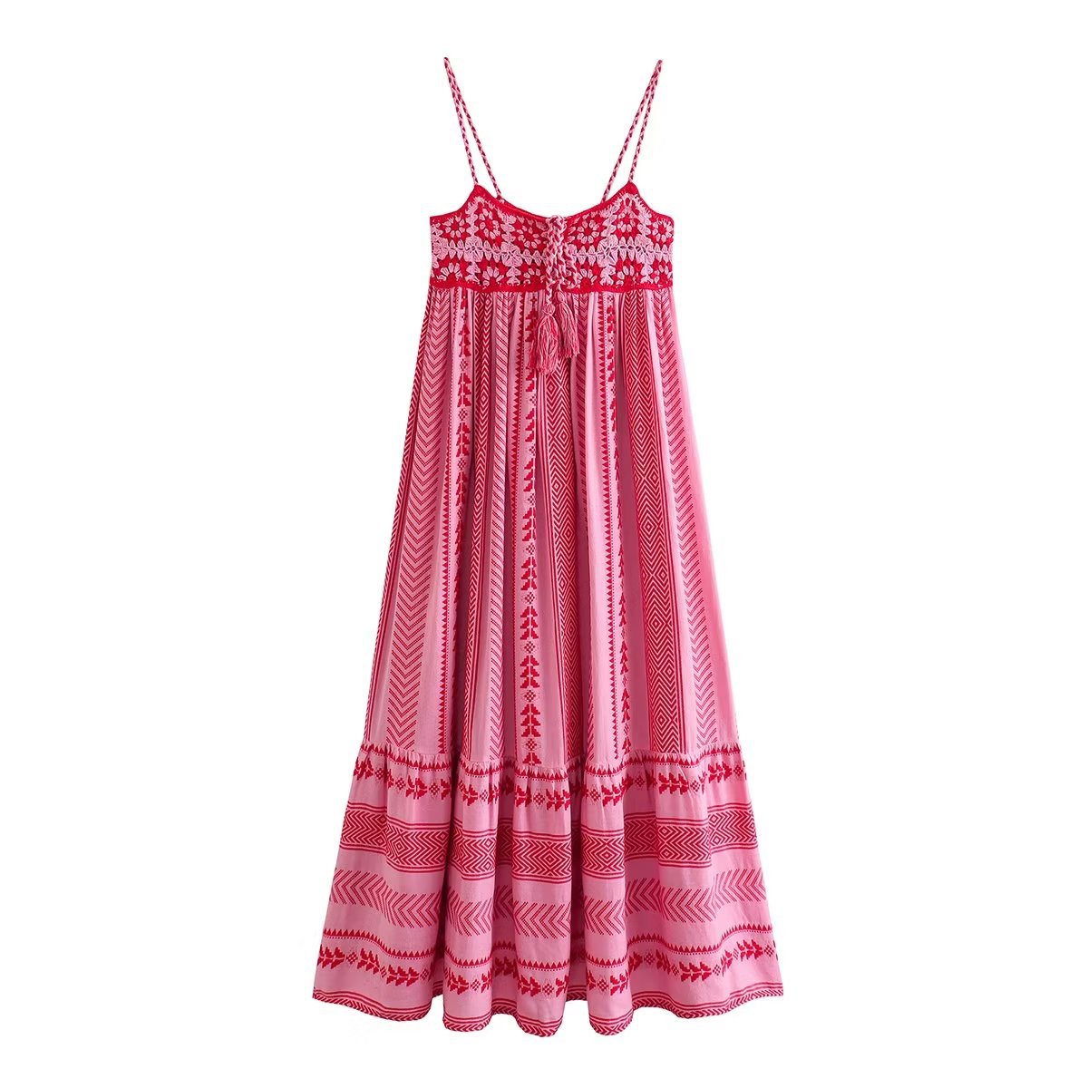 Zllk Cross-Border European and American Foreign Trade Za Women's Clothing Wholesale Crochet Patchwork Knitting Dress Skirt Suspender Skirt